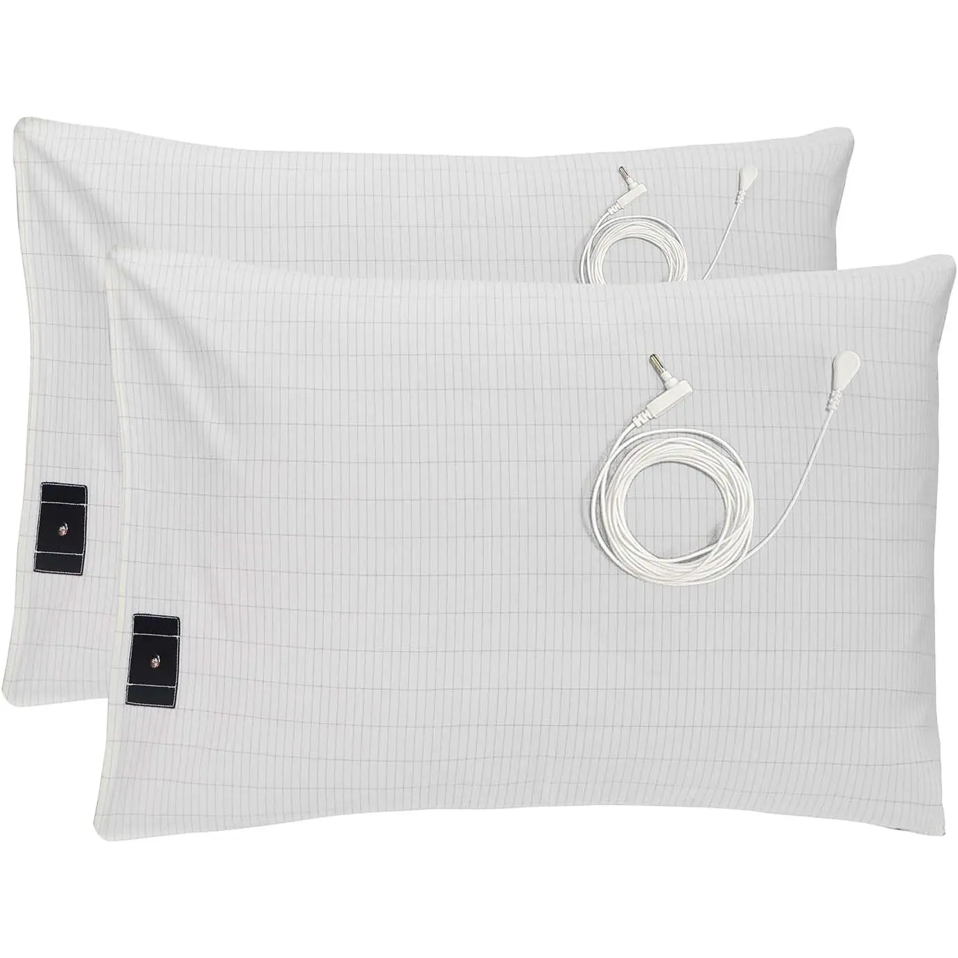 Grounding Pillowcases, 20x30 Inch,White Grounding Pillowcases with Grounding Cords,Soft Cotton  Fiber Grounding Pillow Case for Better Sleep (Pack of 2)