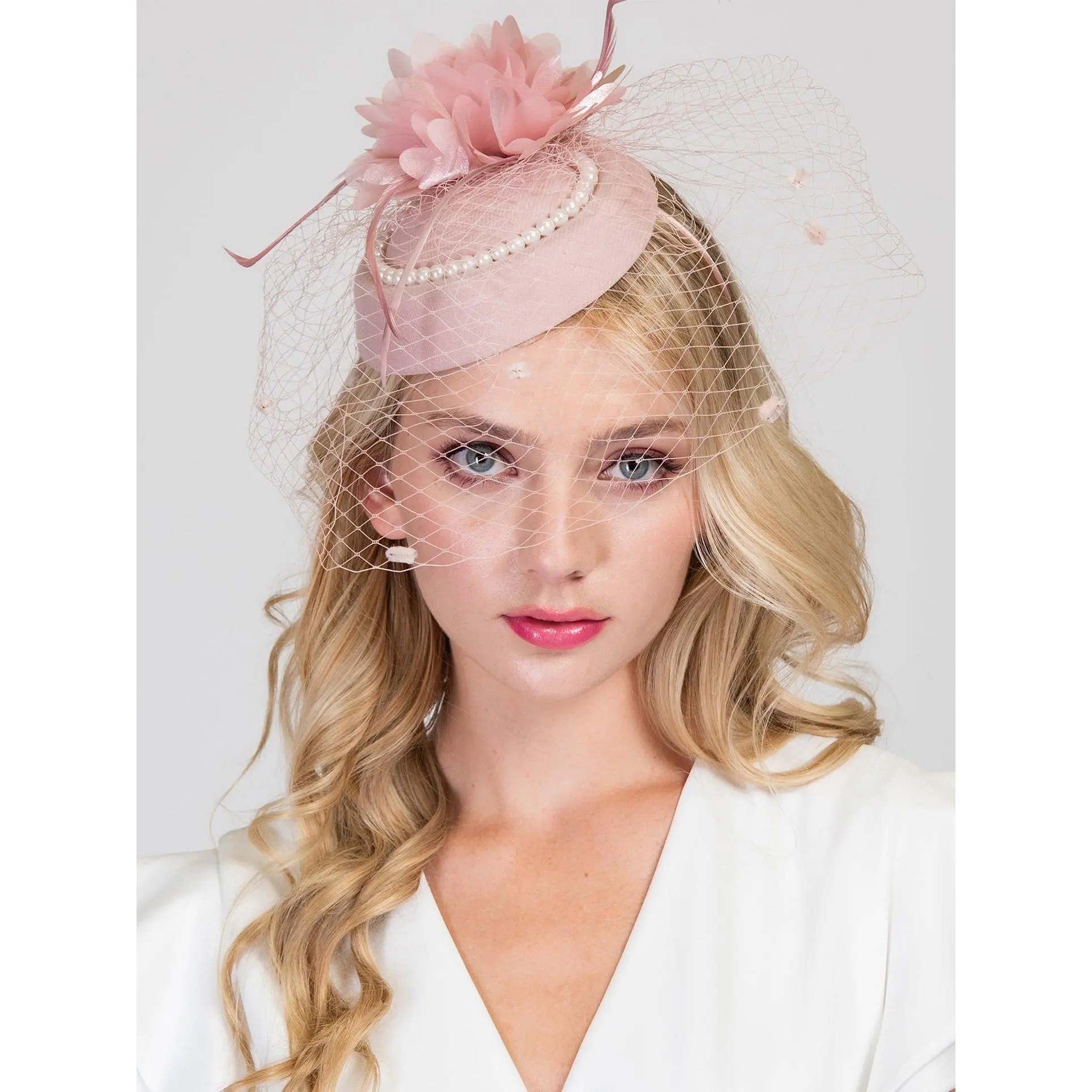 Glamorous Kristy Floral, Feathered, Jeweled Fascinator - Fashion Headbands for Evening Events