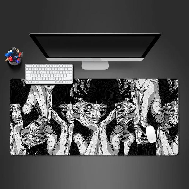 'Black and white Mouse Pad Cute HD branco Desk Pad Extended Gaming Keyboard Mats Large XXL Gamer Collage Horror Anime Mousepad' 'Black and white Mouse Pad Cute HD branco Desk Pad Extended Gaming Keyboard Mats Large XXL Gamer Collage Horror Anime Mousepad'