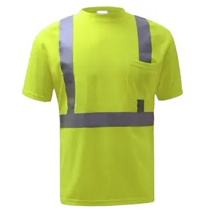 Class 2 High Vis Safety Shirt, Short Sleeve, High Visibility Yellow, Designed for Safety and Visibility