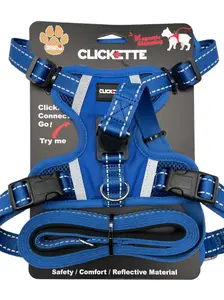 Clickette Magnetic locking Harness and Leash- Blue