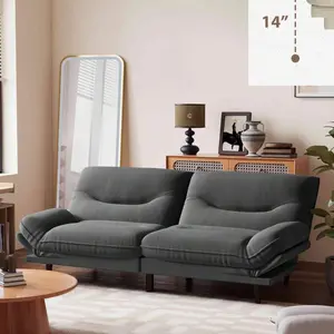 Convertible Futon Sofa Bed, Comfy Loveseat Sleeper Sofa With Adjustable Backrest Armrest, 2 Seater Twin Futon Couch For Living Room Bedroom
