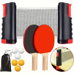 Ping Pong Paddle Set, Portable Table Tennis Set With Retractable Net, Rackets, Balls And Carry Bag For Indoor/Outdoor Games