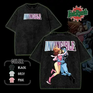 Atom Eve x Mark - Invincible War Washed Tshirt,Invincible Viltrumite , Back and Front Print, Superhero Fans | Invincible ss4 Comics T-Shirt, TV Show Comics Washed T-shirt invincible war graphic tee Menswear streetwear lover