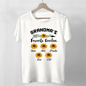 Sweatshirts Custom Name Grandma is Favorite Garden, Sweat shirts Personalized Lover Sun Flower With  Childrens Name, Gift Shirts for Grandma.black