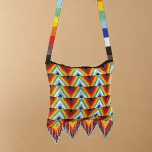 Balderdash - Native Beaded Purse in Rainbow Geometric Design - Handmade by Native American Artisans - Mother Sierra