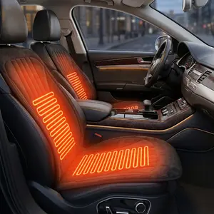 Heated Car Seat Pad 3-Level Rapid Heat in 30 Sec Universal 12V-24V Cozy Warmer for Driver Passenger Anti-Slip Plush Cover for Winter Commute