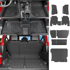 [Fits 18-24 Wrangler JL] Cargo Mat Compatible with 2018-2024 Jeep Wrangler JL Unlimited 4 Door Floor Mat Trunk Liner Replacement for Jeep Wrangler JL 4X4 Accessories (Fit 18-24 JL 4X4, Trunk Mat+Backrest Mat+Floor Mat)