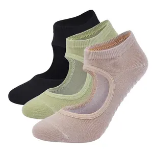 Customized Women Pilates Socks Anti-Slip Breathable Backless Yoga Socks Ankle Ladies Ballet Dance Sports Socks for Fitness Gym