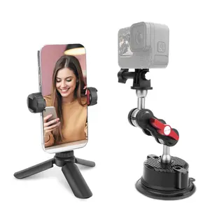 Versatile Camera Suction Cup Mount Kits With Mini Tripod& Phone Holder&tripod Adapter-360°rotating &1/4" Screw/dual Cold Shoe Compatible 13/12/x4/x3 Action Camera/cellphone Jc020
