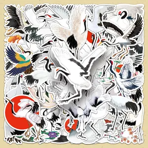 Crane Pattern Sticker, 100pcs/set DIY Decorative Sticker, Scrapbooking & Stamping Supplies for Journal Making, Gift Wrapping, Greeting Card