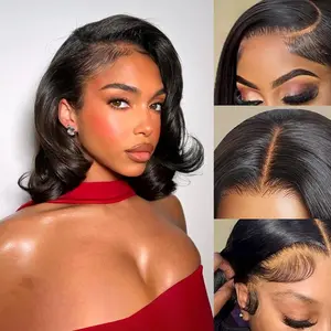Nerkre TiktokShop Body Wave Bob Wig Human Hair 4x4 HD Lace Closure Wigs for Black Women 180% Density Glueless Wigs Pre Plucked with Baby Hair Wear and Go Brazilian Virgin Hair Natural Color