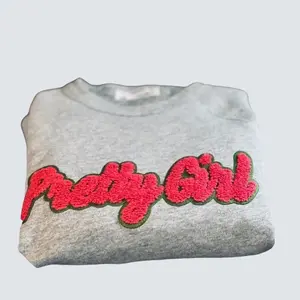 Pretty Girl Sweatshirt - Women's Crew Neck Pullover with Vibrant Colors, Chenille Patch & Comfortable Fit for Casual Wear - Hoodie, Tops Womenswear Long Sleeve Crewneck Winter
