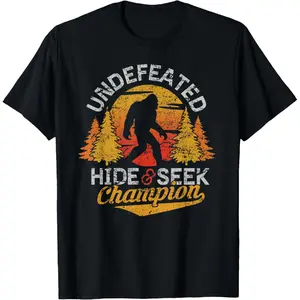 100% Cotton Printing Bigfoot Hide and Seek Champion Shirt Sasquatch Tee Men T-Shirt