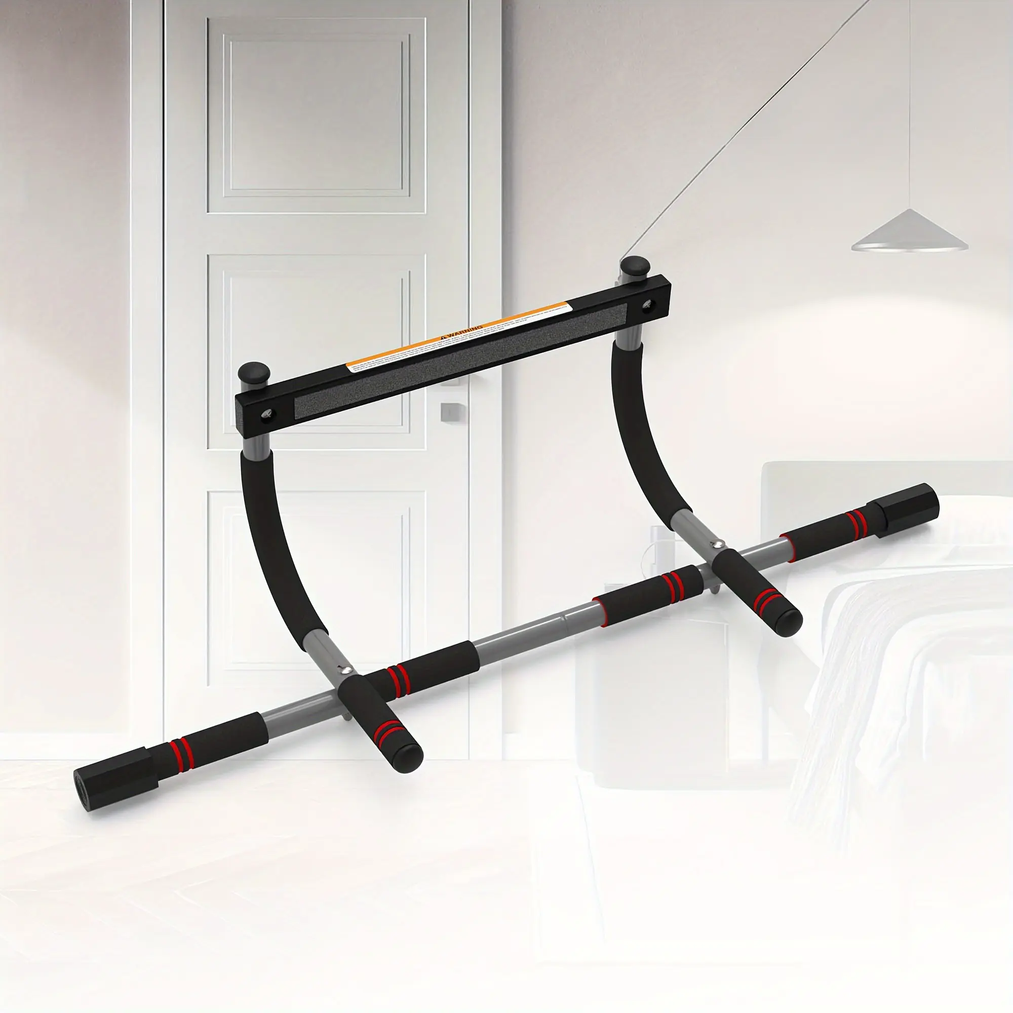 Pull-Up Bar for Doorway, Adjustable Heavy-Duty Steel Workout Bar with No-Screw Installation and Anti-Slip Grips for Home Gym Fitness, Workout Equipment