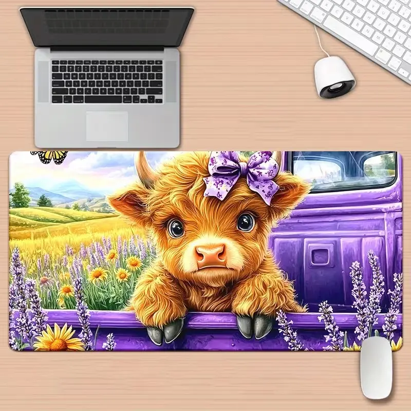 Large Rubber Gaming Mouse Pad, Cute Cow Design Style, Ideal for Office and Game Settings, Christmas and Halloween Gift Choice