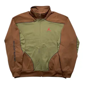 Supreme x Air Jordan Tricot Track Jacket Olive Green Multi