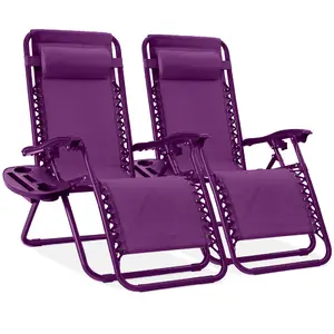 Best Choice Products Set of 2 Zero Gravity Lounge Chair Recliners for Patio, Pool w/ Cup Holder Tray
