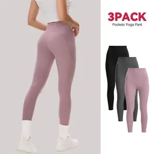 High-Waisted Yoga Leggings with Side Pockets Stretchy Comfortable Tights for Women Ideal for Daily Wear Workout & Casual Outings 2 Color Combos Available