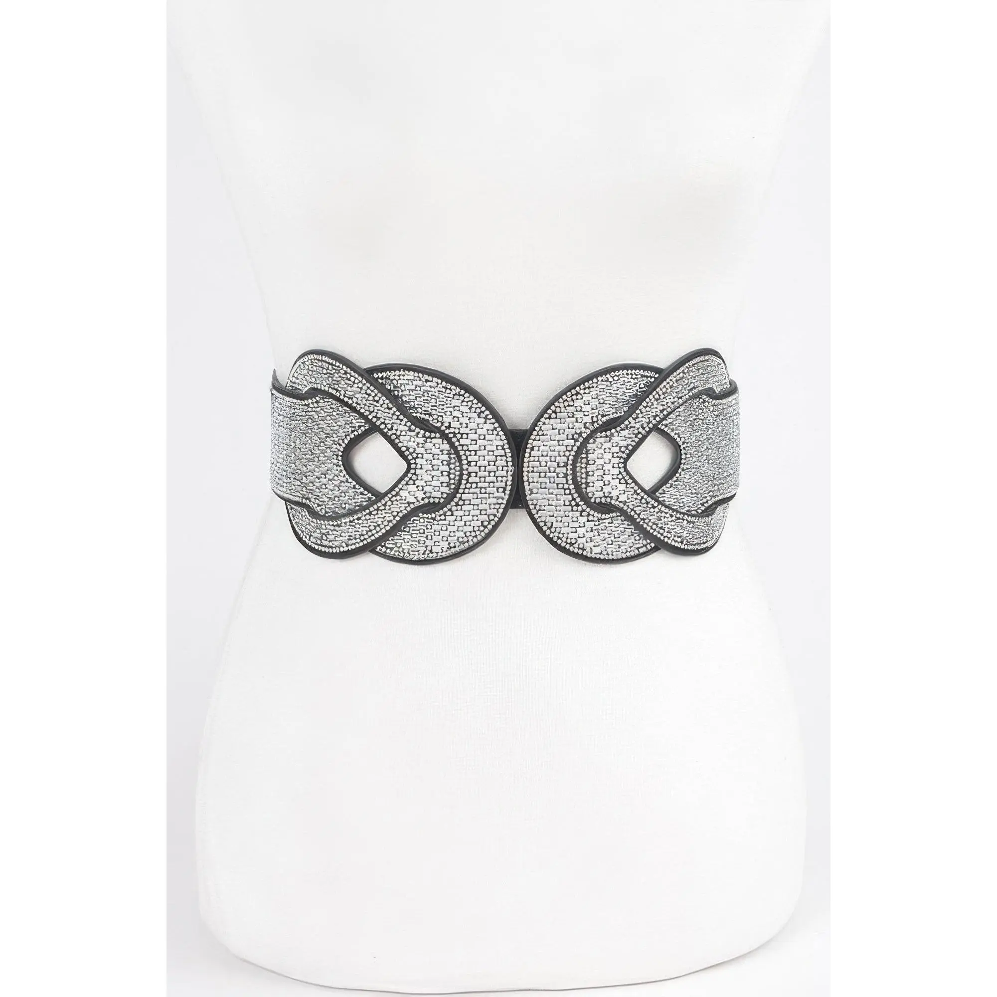 Multi Rhinestone Plus Size Elastic Belt