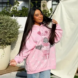 TCH—Pink Energy Hoodie, Light Luxury, Unisex Outfit Womenswear Sweatshirts Hoodies & Sweaters Tops Women Comfort Pullover Crystal Long Sleeve