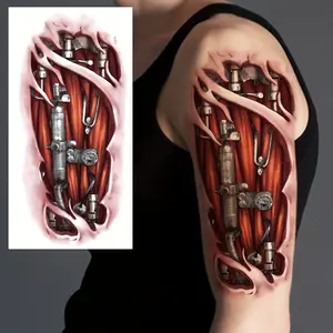 6 Temporary Stickers with 3 Items & 3 Random Designs Waterproof Tattoo Mechanical Temporary Tattoos Men Women Large Half Arm Robot Adult Realistic Fake Tattoo tiktokshopspringglowup
