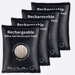 Reusable Desiccant Packs, 2-Pack/4-Pack 100g Silica Gel with Indicator Beads, Dehumidifier & Moisture Absorber for Car, Closet, Drawer