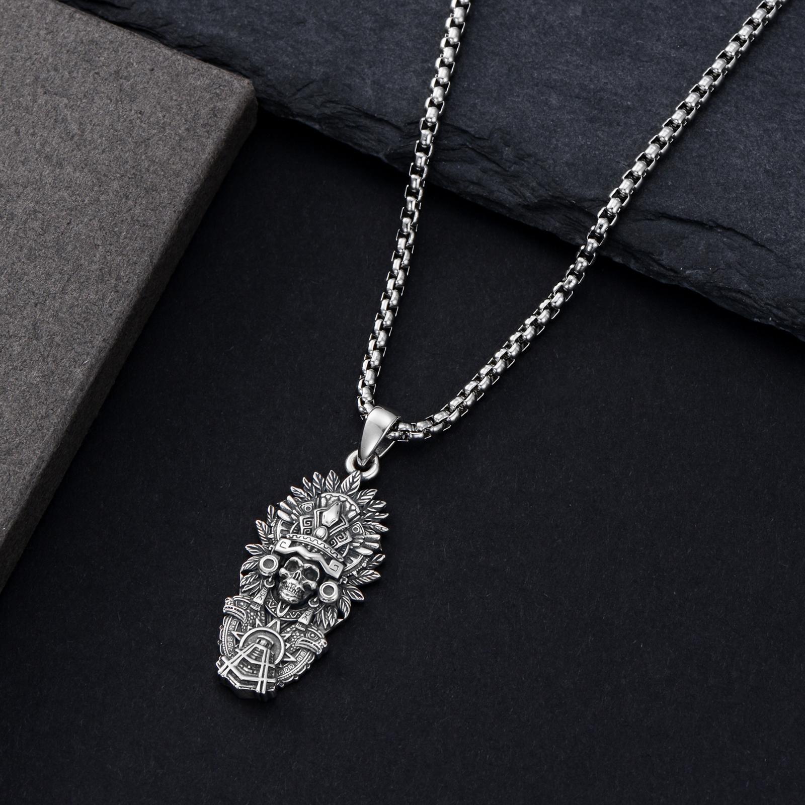 MEIDERBO Aztec Jewelry 925 Sterling Silver Skull Necklace Mictlantecuhtli Tezcatlipoca Mexico Necklace Jaguar Warrior Mayan Mexican Jewelry Aztec Gifts for Men Women Unisex MEIDERBO Aztec Jewelry 925 Sterling Silver Skull Necklace Mictlantecuhtli Tezcatlipoca Mexico Necklace Jaguar Warrior Mayan Mexican Jewelry Aztec Gifts for Men Women Unisex