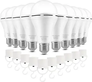 【White Light 4 Pack】 Rechargeable Emergency Light Bulbs Battery Powered LED Light Bulb 6000K Daylight E26 120 Volt 9W 60W Equivalent with 1200mAh for Home Power Outage Camping Hurricane