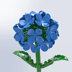 Blue Hydrangea Bouquet Building Set, DIY Eternal Flower Kit for Women，Artificial Floral Home Decor Display
