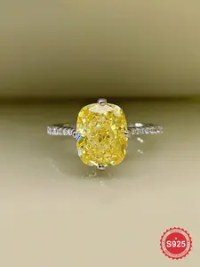 S925 Sterling Silver Fashion Elegant Zircon Solitaire Ring, Women's Fine Jewelry Anniversary Gift, Jewelry Rings