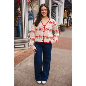 Oatmeal floral print cardigan