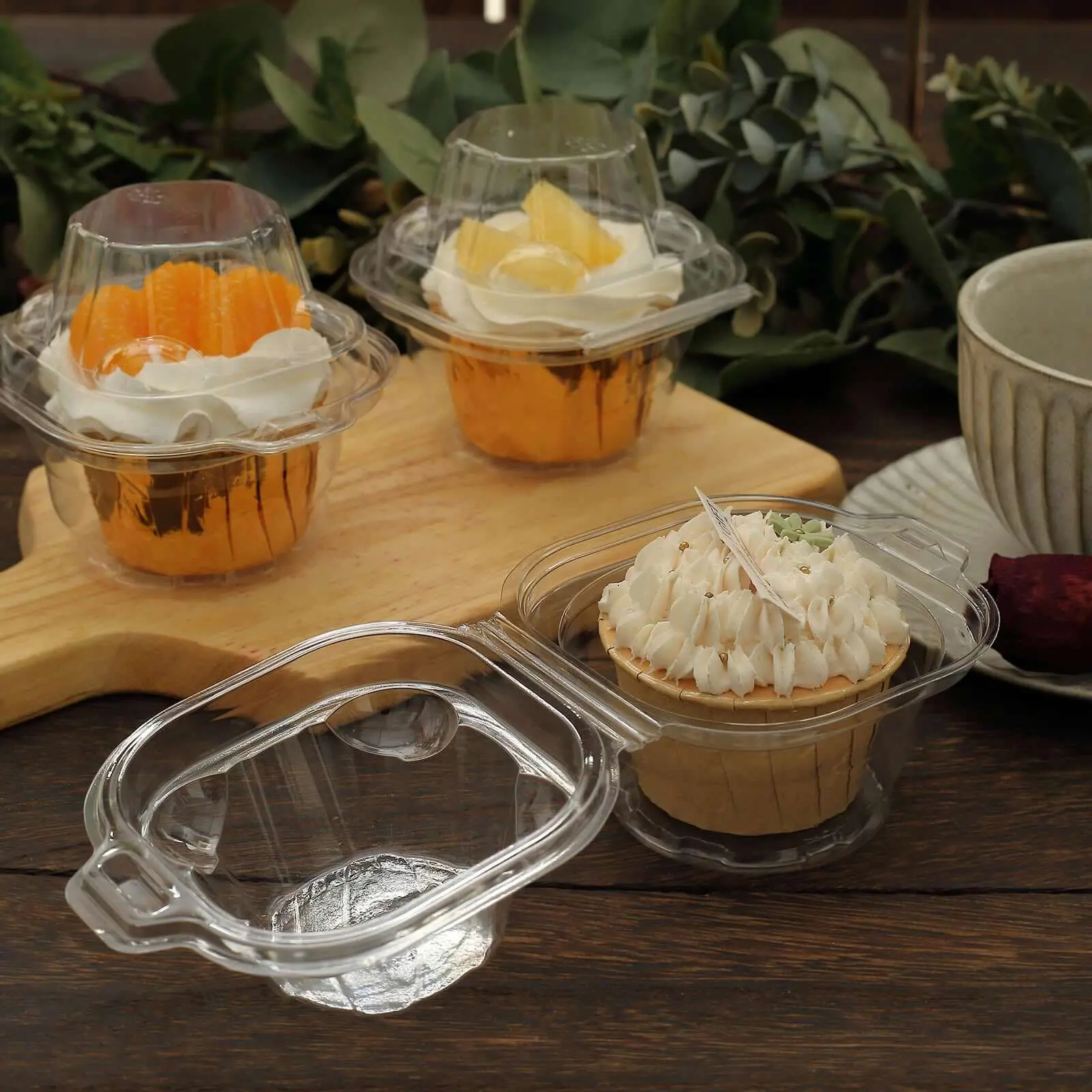25-Pack Value Cupcake Boxes - Single Clamshell Plastic Containers with 4 inches Stackable Dome Lids, Kitchen Baking Tools & Supplies for Birthday Events, Bakeries