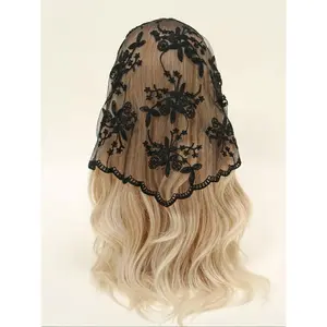 Women's Elegant Floral Embroidery Lace Triangle Scarf, Fashionable Soft Comfortable Floral Pattern Shawl for Daily Wear, Casual Versatile Scarf for Women, Floral Embroidered Scarf, Shawl Wrap, Scarf Head Wrap