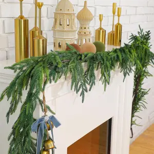 6ft Realistic Artificial Norfolk Pine Garland - Faux Cedar Greenery for Christmas Mantle, Fireplace & Holiday Decor