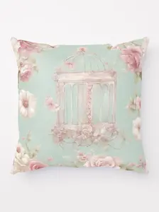 Bird Cage | Floral Pillow | Decorative Throw Pillow | Home Decor