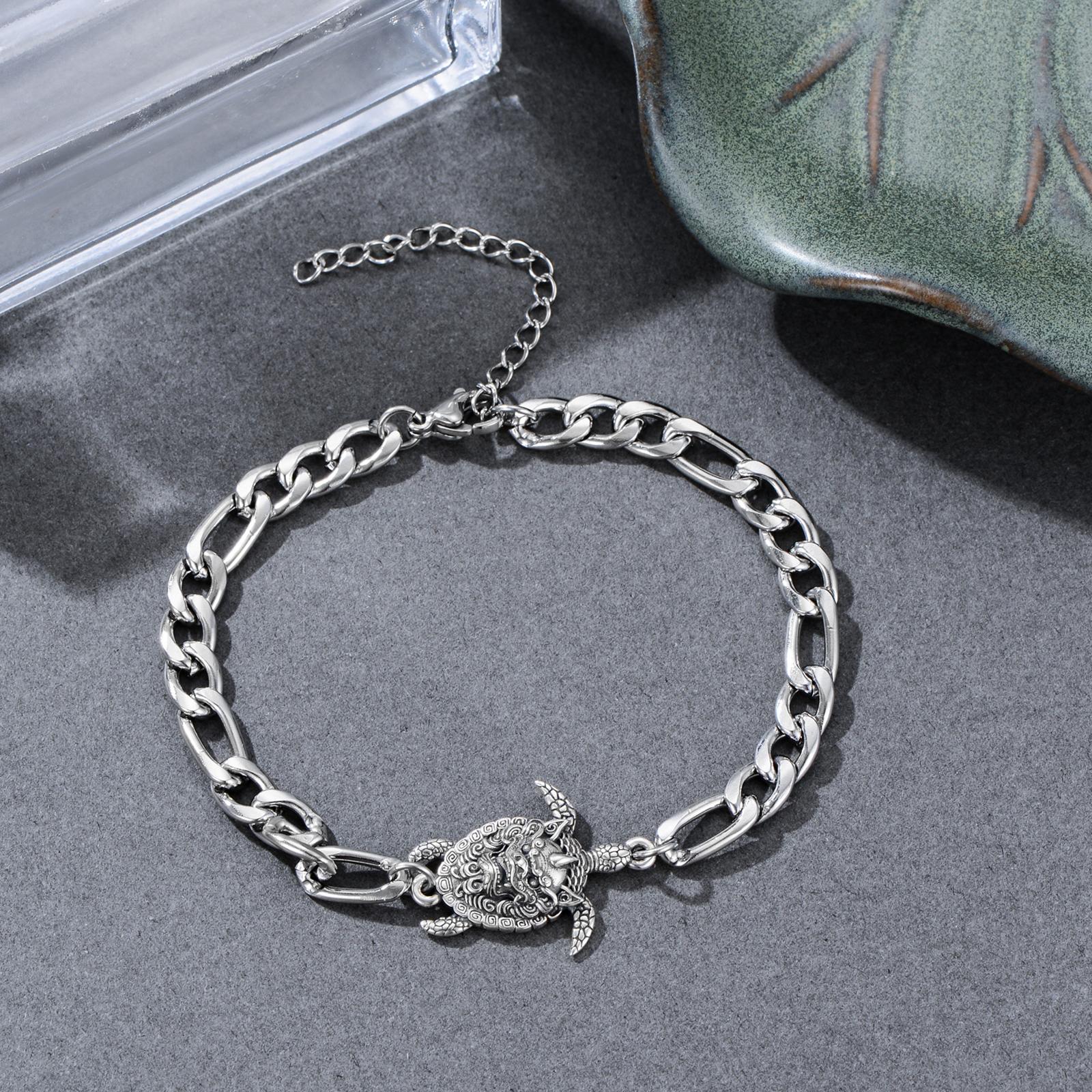 MEIDERBO Dream Chaser Pixiu Turtle Bracelet 925 Sterling Silver Wealth Protector Pendant Bella Chain Adjustable Double Chain Lucky Jewelry