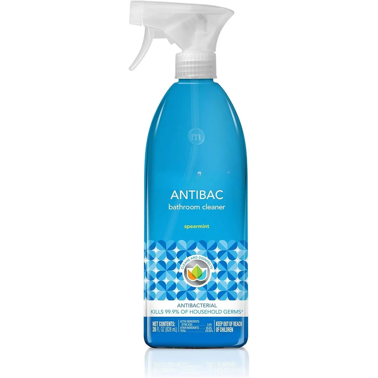 28 Fl Oz Household Antibacterial Liquid Bathroom Cleaner - Spearmint Scent, Mold Killer, Mildew Stain Remover