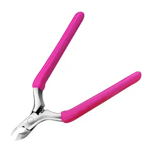 Professional Cuticle Clipper Trimmer Remover Tools, Non-slip Silicone Handle Stainless Steel Alicates Para Manicura Profesional for Dry Skin (Rose)