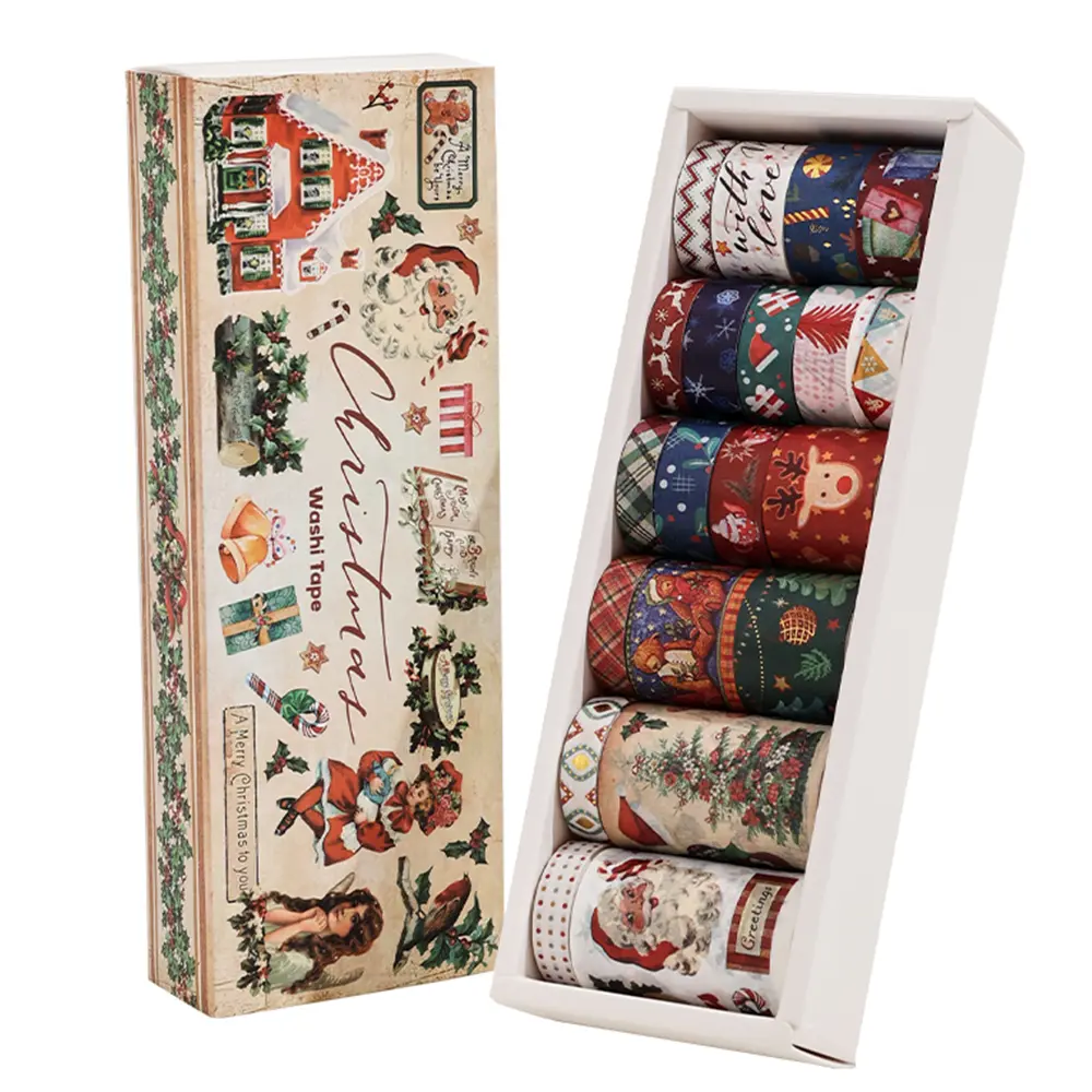 Christmas Washi Tape Set 20 Rolls Vintage Holiday Decorative Tapes for Scrapbooking Bullet Journals DIY Crafts Gift Packaging Retro Durable Materials - Decoration
