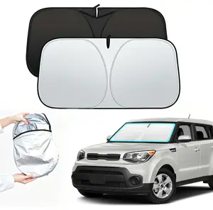 Windshield Sunshade for Kia Soul 2014-2019 Sun Shade Car Windshield Accessories Upgrade 4 Layers Blocks UV Rays Custom Fit Soul 240T Car Window Shades Front Windshield Keep Cool Foldable