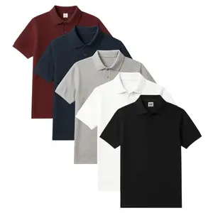 Men's 5 Pack Pique Short Sleeve Polo Shirts Classic Comfortable Durable Sizes S-2XL Machine Washable Casual Top Shortsleeve Beige Biker Soft Set Menswear Suit Plain Plain