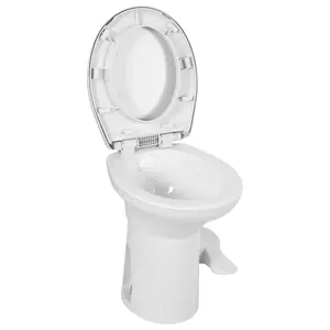 OEDRO Portable Toilet Gravity Pedal Flush Enamel Bowl High Profile RV Travel Outdoor White Design