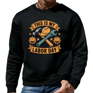 Limited Edition Men’s Long Sleeve Sweatshirt – Celebrate Labor Day with Funny, Cool, and Playful Summer to Fall Casual Sportswear, Perfect Easter Gift