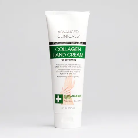 Advanced Clinicals Collagen Hand Cream with Shea & Ginseng - Firming, Hydrating Moisturizer for Aging Hands