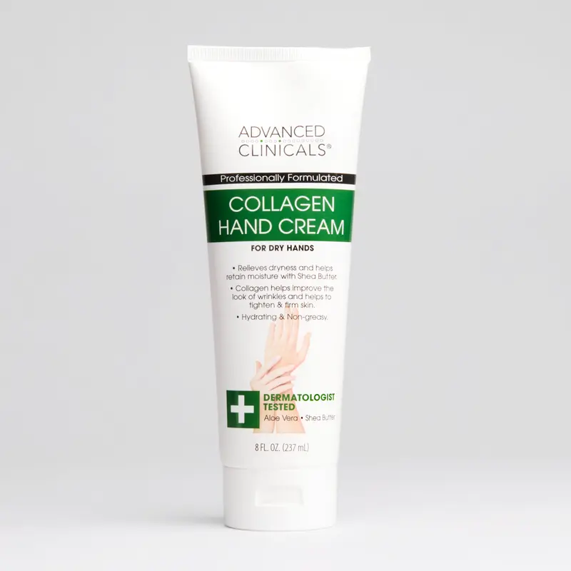 Advanced Clinicals Collagen Hand Cream with Shea & Ginseng - Firming, Hydrating Moisturizer for Aging Hands