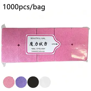 1000Pcs Lint Free Nail Wipes - Pink Acetone Nail Polish Remover Wipes Lint Free Nail Wipes Pads Gel Nails No Lint Nail Glue Wipes Eyelash Extensions Toallitas Para Uñas Sin Pelusa Nail Supplies Nail Art Remover Nail Products