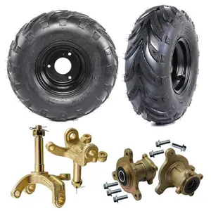 145/70-6 Tires and Rims 145-70-6 Wheel & 3 Stud Go Kart Front Wheel Hubs & Front Steering Knuckle Spindles for Karting ATV UTV 4 Wheelers Drift Trike Golf Cart Quad Buggy Dune Moped Tricycle Mini Bike