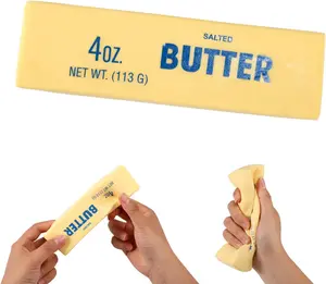 Squeeze Butter Toy, PU Material Butter Stick Slow Rising Squeeze Food Toy for Office School Anxiety Relieving and Decompression(Light Yellow)