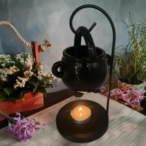 Hanging Cauldron Wax & Oil Burner – Ceramic Candle Holder for Aromatherapy, Incense, and Home Décor
